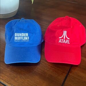 Dunder Mifflin and Atari Logo Caps